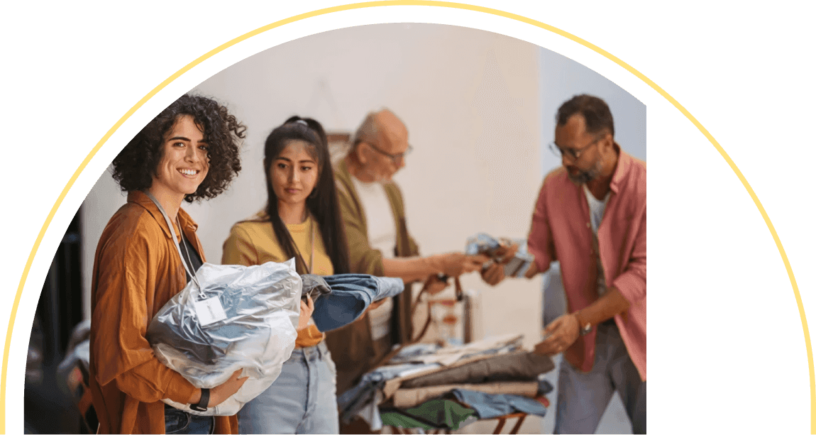 People donating items